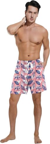 Mens Swim Trunks with Compression Liner Bathing Suits Quick Dry Beach Board Shorts with Zipper Pockets in Saudi Arabia