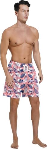 Mens Swim Trunks with Compression Liner Bathing Suits Quick Dry Beach Board Shorts with Zipper Pockets in Saudi Arabia