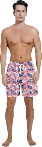 Mens Swim Trunks with Compression Liner Bathing Suits Quick Dry Beach Board Shorts with Zipper Pockets in Saudi Arabia