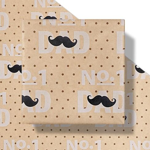 ورق تغليف عيد الأب المعطر من RUSPEPA - لفة صغيرة - نمط القبعة واللحية مع عطر للعطلات والحفلات والمزيد - 17 بوصة × 16.4 قدم in Kuwait