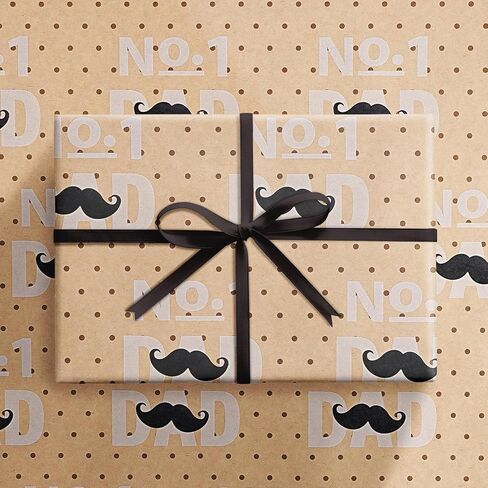 ورق تغليف عيد الأب المعطر من RUSPEPA - لفة صغيرة - نمط القبعة واللحية مع عطر للعطلات والحفلات والمزيد - 17 بوصة × 16.4 قدم in Kuwait