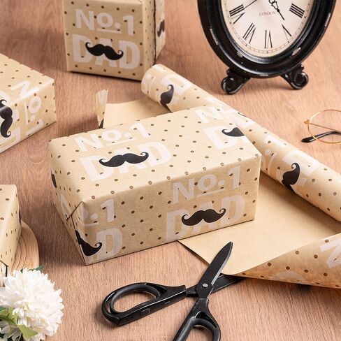ورق تغليف عيد الأب المعطر من RUSPEPA - لفة صغيرة - نمط القبعة واللحية مع عطر للعطلات والحفلات والمزيد - 17 بوصة × 16.4 قدم in Kuwait