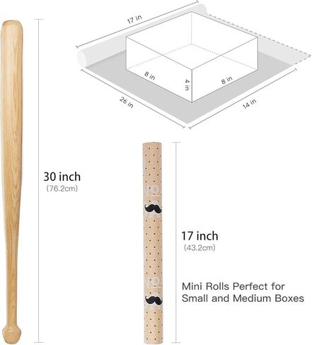 ورق تغليف عيد الأب المعطر من RUSPEPA - لفة صغيرة - نمط القبعة واللحية مع عطر للعطلات والحفلات والمزيد - 17 بوصة × 16.4 قدم in Kuwait