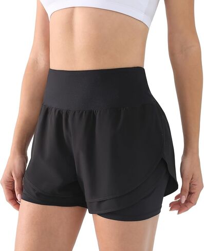 2 in 1 Running Shorts for Women Lightweight Tennis Shorts Breathable Athletic Workout Shorts with Phone Pockets in Saudi Arabia