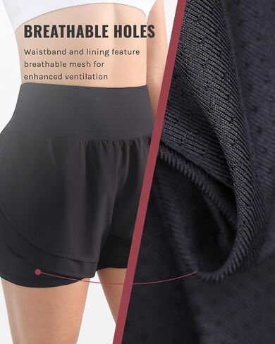 2 in 1 Running Shorts for Women Lightweight Tennis Shorts Breathable Athletic Workout Shorts with Phone Pockets in Saudi Arabia