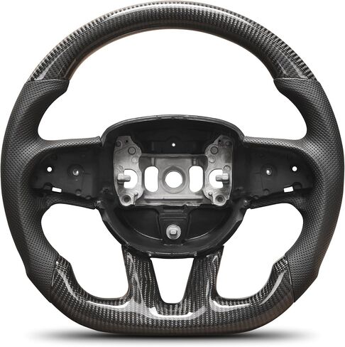 Carbon Fiber Steering Wheel For Dodge Ram 1500 2500 2013-2018 D-shaped Flat-bottom Nappa Perforated Leather Steering Wheel Grip Hand-Stitched in Kuwait