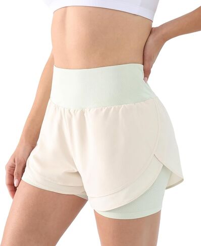 2 in 1 Running Shorts for Women Lightweight Tennis Shorts Breathable Athletic Workout Shorts with Phone Pockets in Saudi Arabia