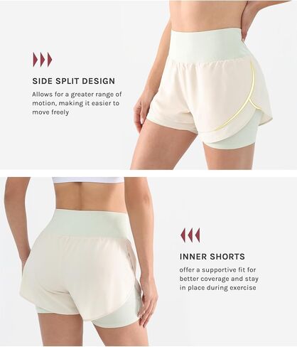 2 in 1 Running Shorts for Women Lightweight Tennis Shorts Breathable Athletic Workout Shorts with Phone Pockets in Saudi Arabia