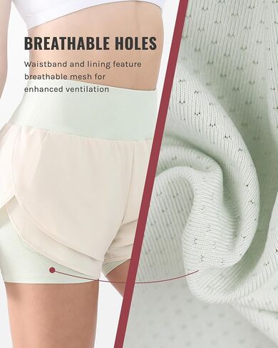 2 in 1 Running Shorts for Women Lightweight Tennis Shorts Breathable Athletic Workout Shorts with Phone Pockets in Saudi Arabia