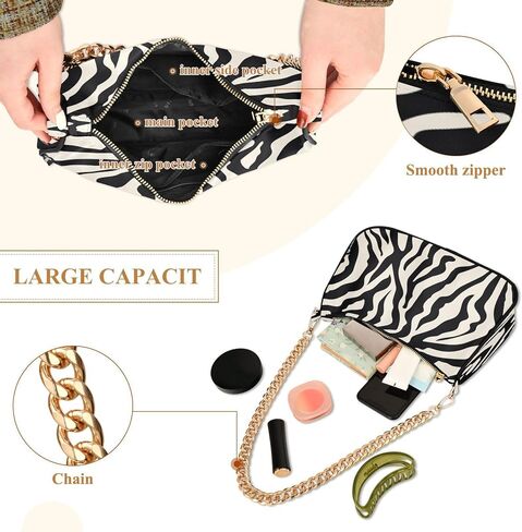 Shoulder Bags for Women Animal Zebra Leopard Cheetah Tiger Print Hobo Tote Handbag Small Clutch Purse with Zipper Closure in Kuwait