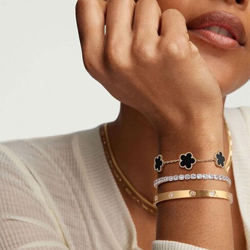 Womens Stackable Floral Gold Bracelets - 3Pcs 18K Gold Plated Bracelet,Stainless Steel Bangle Bracelets Non Tarnish, Gold Bracelet Set Trendy Jewelry,Christmas Valentines Birthday Gifts for Girlfriend in Saudi Arabia