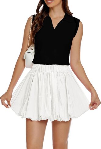Women's Bubble Mini Skirts Balloon High Waisted Skorts Puffy Hem Summer Trendy Cute Going Out Party Skirt in Saudi Arabia
