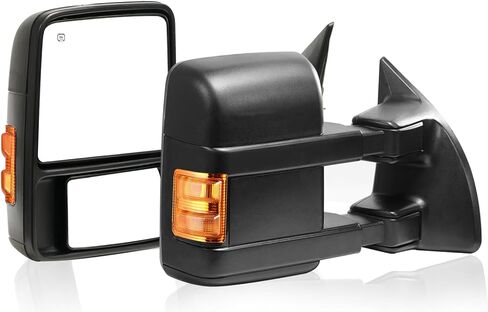 استبدال مرايا السحب مناسب لـ 2008-2016 F-250 F-350 F-450 F-550 SUPER DUTY، يدوي، بدون تسخين، مع إشارة كهرمانية، أسود (مجموعة أزواج) in Kuwait