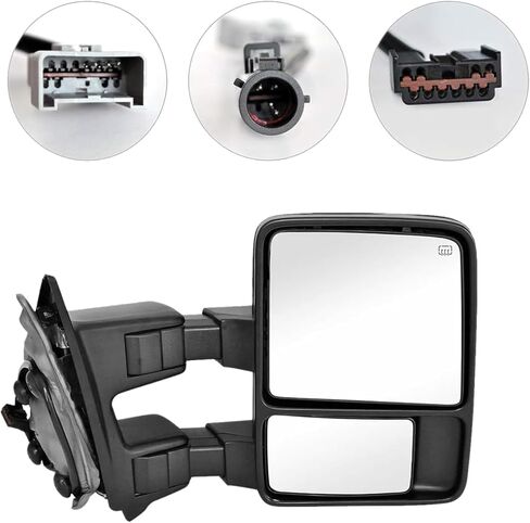 استبدال مرايا السحب مناسب لـ 2008-2016 F-250 F-350 F-450 F-550 SUPER DUTY، يدوي، بدون تسخين، مع إشارة كهرمانية، أسود (مجموعة أزواج) in Kuwait