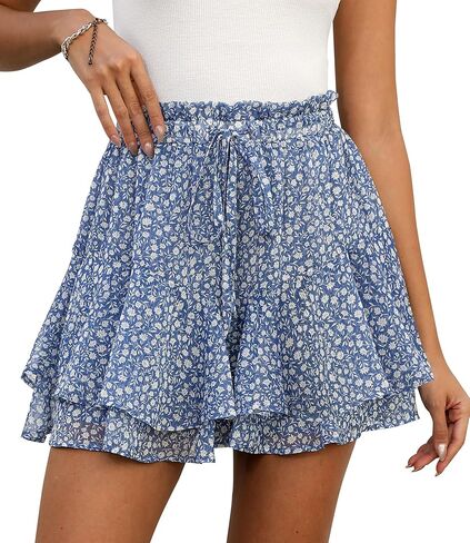 Shorts for Women Summer Casual Chiffon Skorts Boho Ruffle Tennis Mini Skirts in Saudi Arabia
