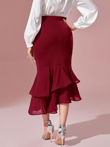 Verdusa Women's Fishtail Skirt High Waist Casual Skirt Tiered Elegant Hip-Wrapping Skirts in Saudi Arabia