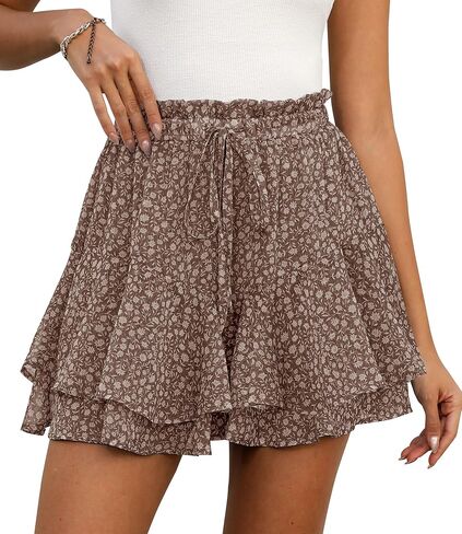 Shorts for Women Summer Casual Chiffon Skorts Boho Ruffle Tennis Mini Skirts in Saudi Arabia