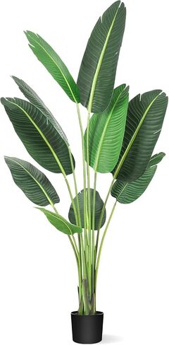 60 بوصة شجرة الاصطناعية طائر من الجنة النبات الاصطناعي مع 10 جذوع شجرة مزيفة - 5 أقدام فو النباتات نبات الموز مزيفة مع وعاء الأشجار الاصطناعية للمنزل ديكور داخلي في الهواء الطلق in Kuwait