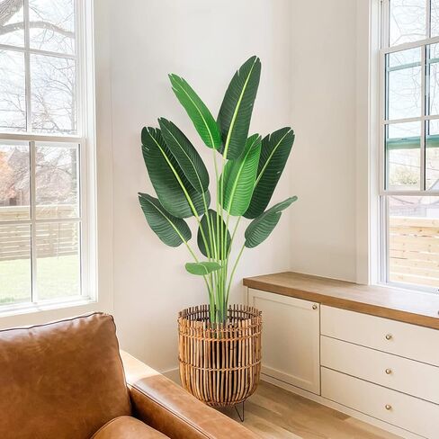 60 بوصة شجرة الاصطناعية طائر من الجنة النبات الاصطناعي مع 10 جذوع شجرة مزيفة - 5 أقدام فو النباتات نبات الموز مزيفة مع وعاء الأشجار الاصطناعية للمنزل ديكور داخلي في الهواء الطلق in Kuwait