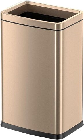 25L/6GALSquare Kitchen Trash can,Large Metal Garbage can,Champagne Gold Trash can,Gold Trash can for Bathroom,Tall Stainless Steel dusbin for Commercial,Detached House in Saudi Arabia