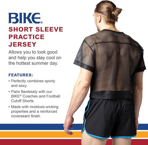 قميص تدريب بأكمام قصيرة للجنسين من Bike Athletic، قميص قصير مصنوع من نسيج ناعم وخفيف الوزن، ملابس رياضية فضفاضة in Kuwait