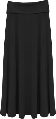 BABY O Girls Kids Basic Stretch Slinky Knit Fold Over Waist Ankle Length Long Maxi Skirt for 4 to 18 Years Old Long Skirt in Saudi Arabia
