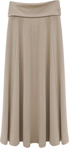 BABY O Girls Kids Basic Stretch Slinky Knit Fold Over Waist Ankle Length Long Maxi Skirt for 4 to 18 Years Old Long Skirt in Saudi Arabia