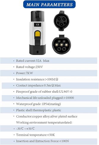 EV Type 1 to Type 2 Adapter Electric Vehicle Charging Adapter White SAE j1772 to IEC62196 EV Charging Adapter in Saudi Arabia