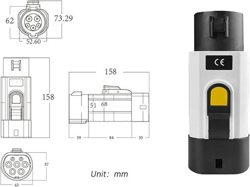 EV Type 1 to Type 2 Adapter Electric Vehicle Charging Adapter White SAE j1772 to IEC62196 EV Charging Adapter in Saudi Arabia