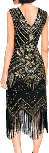 Women's 1920s Flapper Dress Vintage Lace Fringed Gatsby Cocktail Dress with 20s Accessories Set in Saudi Arabia