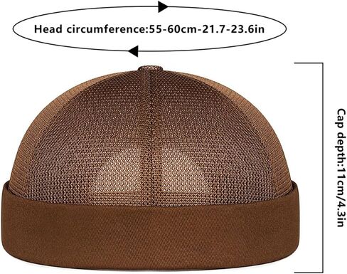 Mens Mesh Brimless Cap with No Brim, Summer Skullcap Docker Beanie Hat in Kuwait