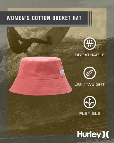 Hurley Women's Bucket Hat - 100% Cotton Canvas Packable, Lightweight, Reversible Beach Bucket Hat for Outings and Casual Wear in Saudi Arabia