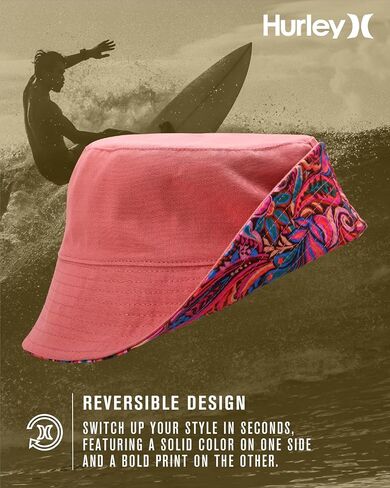 Hurley Women's Bucket Hat - 100% Cotton Canvas Packable, Lightweight, Reversible Beach Bucket Hat for Outings and Casual Wear in Saudi Arabia