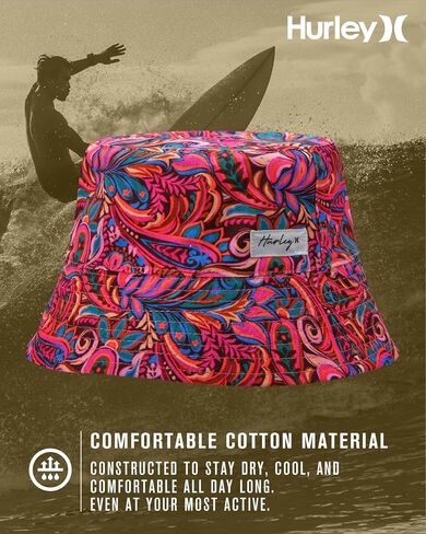 Hurley Women's Bucket Hat - 100% Cotton Canvas Packable, Lightweight, Reversible Beach Bucket Hat for Outings and Casual Wear in Saudi Arabia