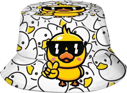 Cartoon Duck Bucket Hat for Men Women Funny Duck Fisherman Hat Summer Packable Outdoor Travel Beach Sun Caps in Saudi Arabia