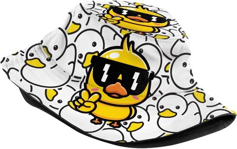 Cartoon Duck Bucket Hat for Men Women Funny Duck Fisherman Hat Summer Packable Outdoor Travel Beach Sun Caps in Saudi Arabia