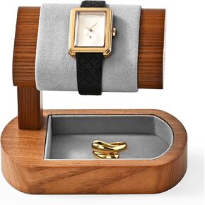 Solid Wood Watch Stand Display Watch Ring Earrings Stand for Men and Women Jewelry Bracelet Wristwatch Organizer for Store and Home(Single)