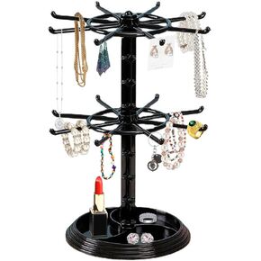 Jewelry Stand Organizer Rotating Necklace Holder Two Tiers Spinner Keychain Bracelets Display
