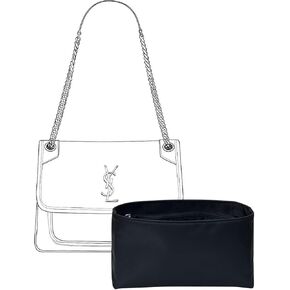 Purse Organizer Insert for YSL Le5a7 Larger Bags,Black,Luxury Bags Storage with Silk, Lightweight Shaper for Daily Use, Pockets Large Capacity.