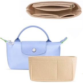 Felt Purse Organizer Insert Compatible with Longchamp Le Pliage Mini Original/Green Pouch and More,Timid Bag Storage/Finishing Inner Bag Liner Handbags Insert Organizer Mini XS/1.97*6.5*3.15in