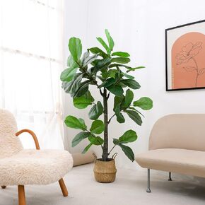 6ft Artificial Plant Fiddle Leaf Fig Tree,Faux Ficus Lyrata in Pot,Ficus Fake Plant Artificial Trees for Office Indoor Outdoor Garden Living Room Home Decor 1PCS