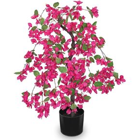 Briful Artificial Bougainvillea Plant in Black Pot 29.5" Tall Faux Silk Bougainvillea Floral Tree Tropical Fake Bougainvillea Tree for Home Office Room Garden Balcony Décor(Pink)