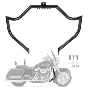 Motorcycle Crash Bar, Highway Engine Guard Crash Bar for Harley Davidson Touring Road King Street Glide Electra Glide CVO and Trike Models 97-08 (Bright Black)