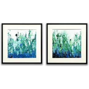 HYTGK 2 Pieces 12 x 12 inch Abstract Wall Art Canvas, Hand Painted Oil Painting with Metal Frame, Hangable, Modern Living Room Home Decoration