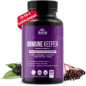 الداعم المتقدم لجهاز المناعة 15 في 1 مع Elderberry ، Quercetin ، الزنك ، فيتامين D ، 90 كبسولة ، يدعم العافية الطبيعية ، مكمل تعزيز المناعة مع مضادات الأكسدة السيلينيوم وفيتامين C.