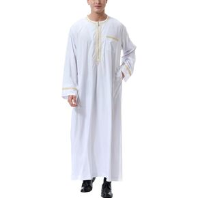 Mens Thobe Muslim Clothes Islamic Clothing Arabic Dress for Men Jalabiya