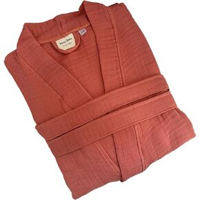 Muslin Bathrobe, Organic 100% Turkish Cotton, Natural and Absorbent Robe for Women and Men