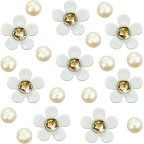 20 Pcs White Flower Shoes Charms for Girls and Women Pearl Shoe Chains Charms Shoe Decoration Charms Shoe Care and Accessories