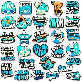 29Pcs Swimming Shoe Charms for Croc Clogs Sandals, Swimer Shoe Decorations