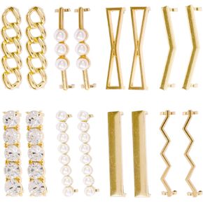 16PCS Sneakers Shoelace Charms DIY Decorative Shoe Clips Faux Pearl Rhinestones Shoes Accessory for Sneakers Casual Shoes Girls Women